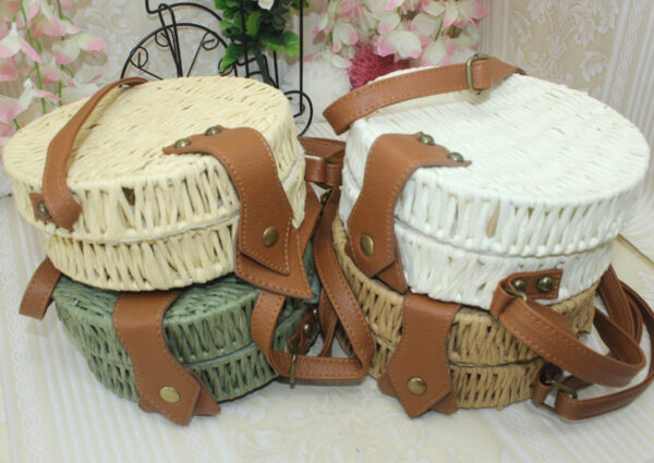 Straw bag woven bag color corn flakes Korea original single round cake bag