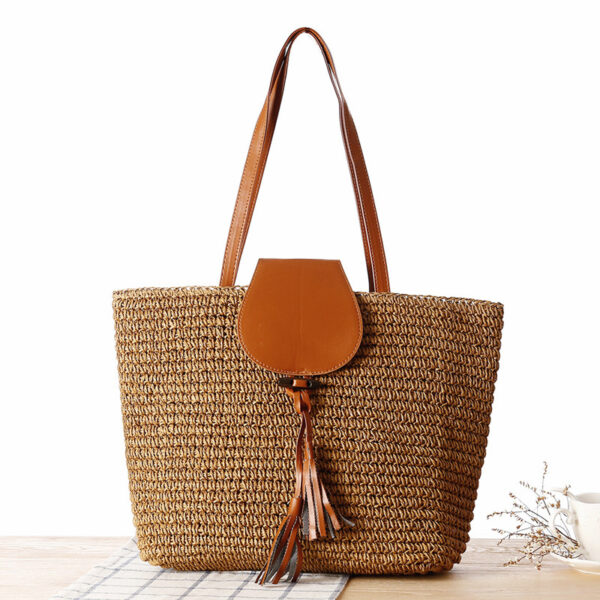 Ladies Fashion Casual One-Shoulder Straw Bag