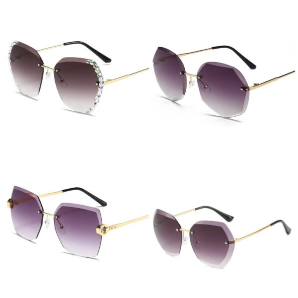 European and American Trendy Glasses Cut-edge Sunglasses Ladies Big Rimless