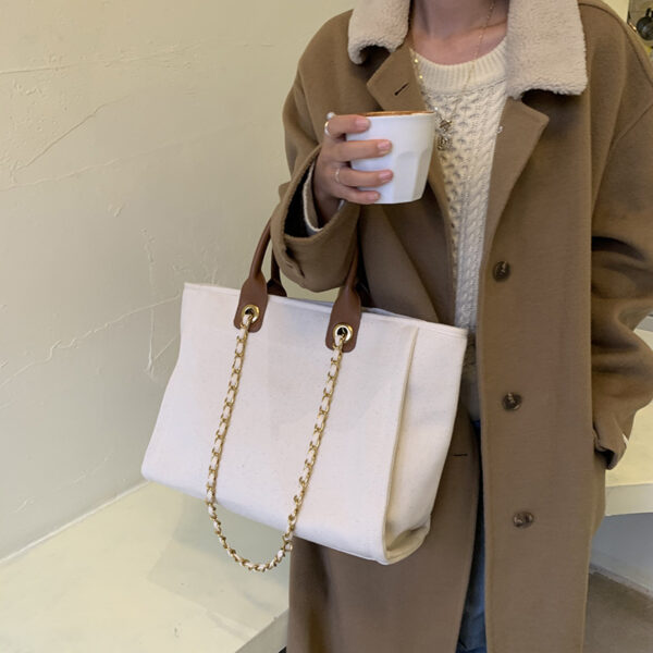 French Handbag Canvas Shoulder Bag Tote Bag Large Capacity