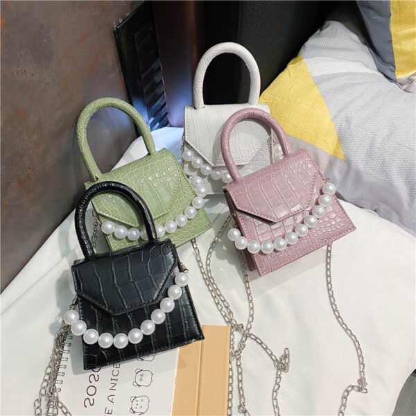 Fashion Western Style Stone Pearl Small Square Bag