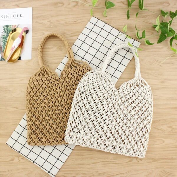 Mesh hollow unlined straw bag casual woven bag