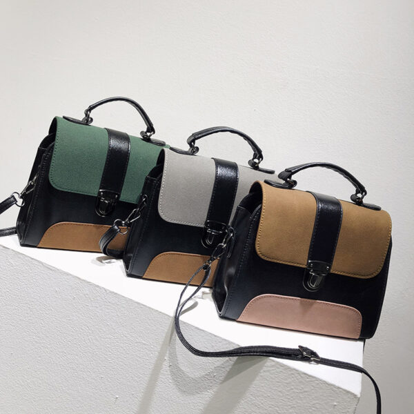 Fashion Frosted Cover Contrast Color Bag