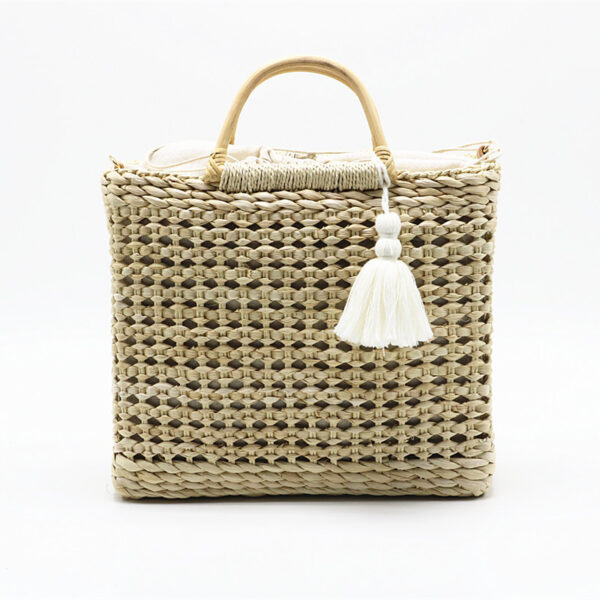 Hollow tassel woven straw bag