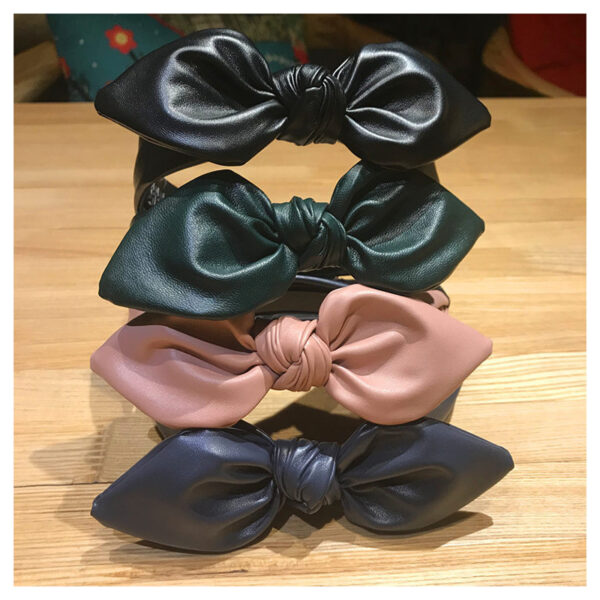 Hair Band Korean Simple Pu Leather Rabbit Ears Sideband