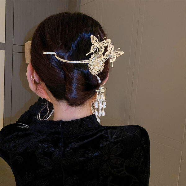 Personality Super Fairy Tassel Butterfly Pearl Hairpin