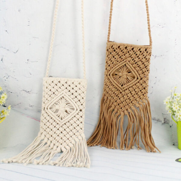 Mori Girl Crossbody Hand-woven Cotton Tassel Bag