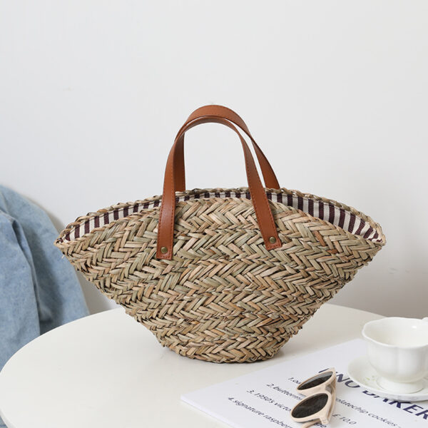 Fashion Scalloped French Straw Bag Large Capacity Portable