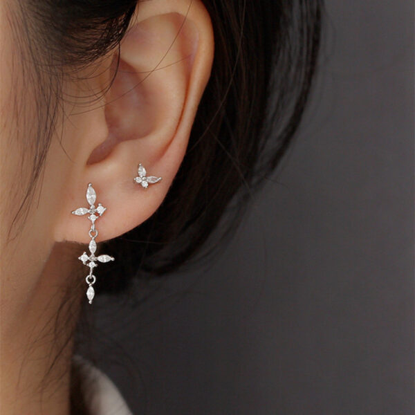 Women's Fashion Diamond Butterfly Tassel Sterling Silver Earrings