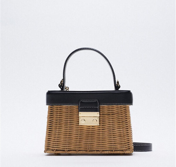 Hand Woven Fashion Handbag With Metal Buckle