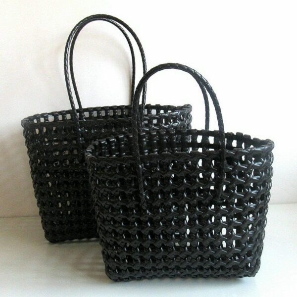 Women's Openwork Woven Tote Basket Bag