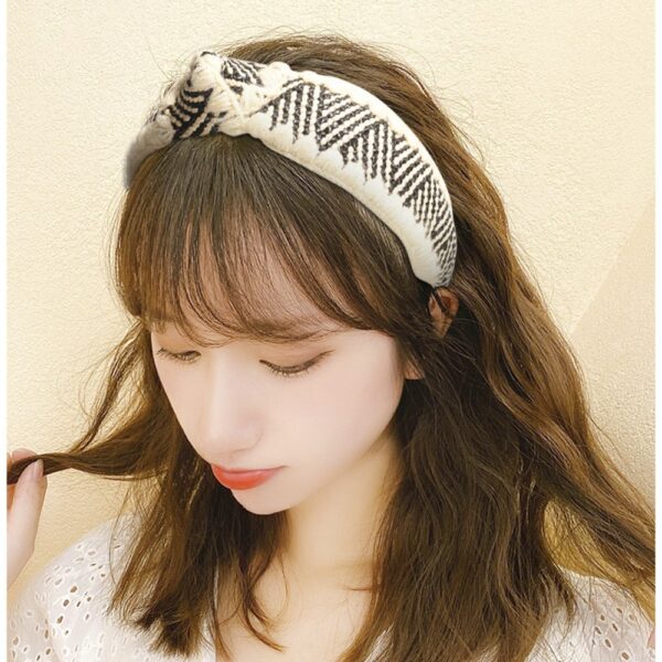 Wool Lafite Hairband Simple Cross Knot