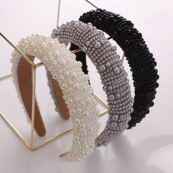 New Fashion Dinner Sponge Hand String Pearl Hairband