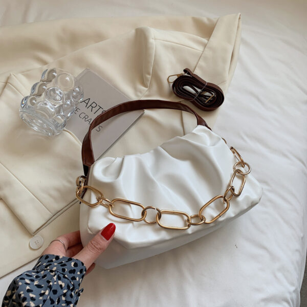 Crossbody Pleated Armpit Bag Thick Chain Portable Lady