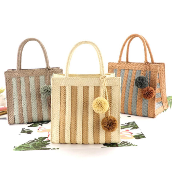 Paper Debate Hanging Ball Striped Casual Woven Bag