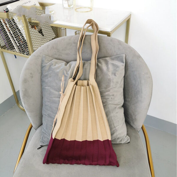 Ladies Contrast Color Fashion Knit Tote Bag