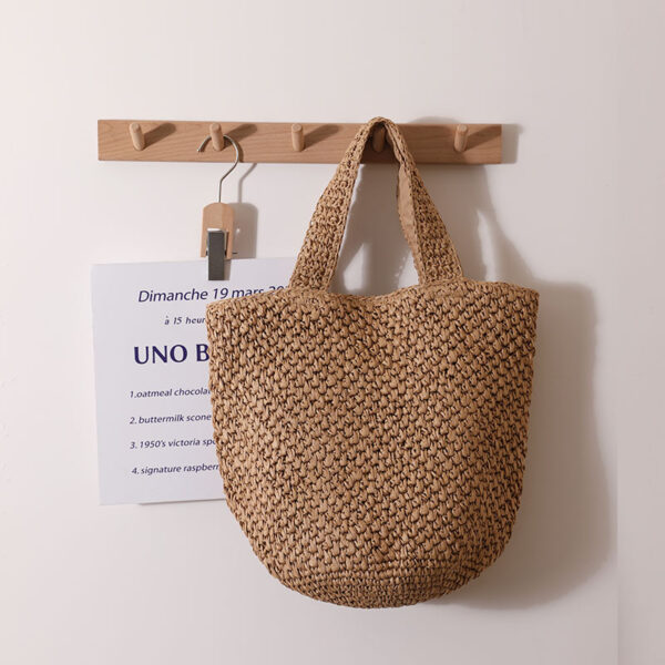 Women's Fashion Temperament Crochet Flower Pattern Shoulder Straw Bag