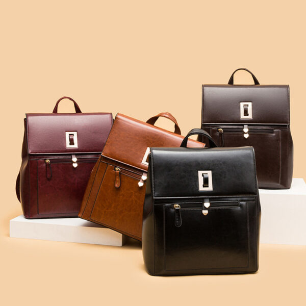 Fashion Texture PU Leather Large Capacity Backpack For Outdoor Leisure