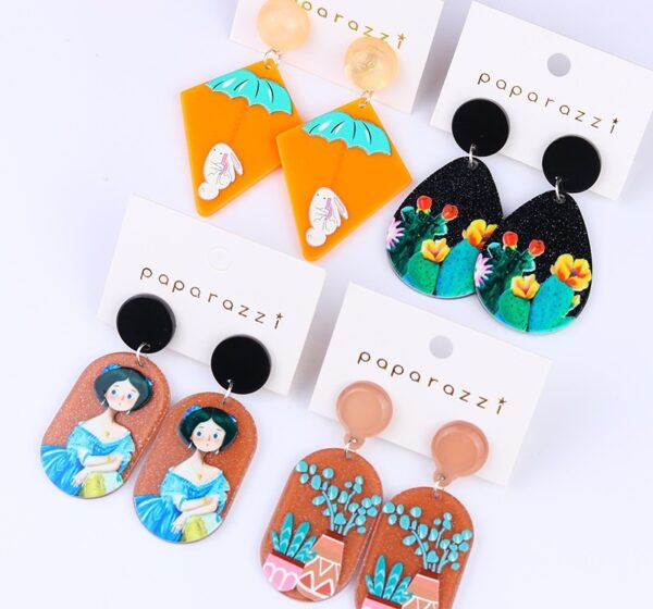 Vintage Embossed Stud Earrings 3D Print Earrings