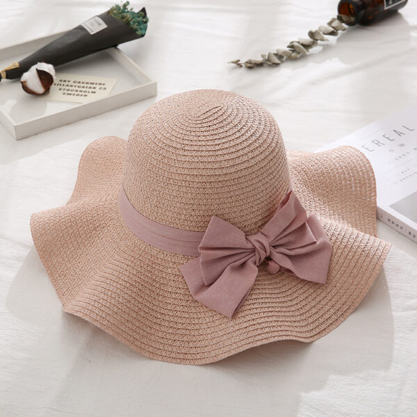 Women's Korean-style Bowknot Pearl Straw Hat