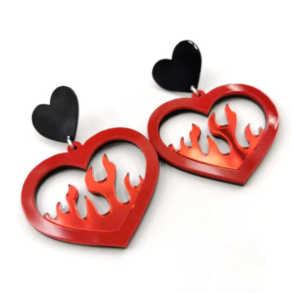 Acrylic Fiery Red Heart Love Funny Party Earrings