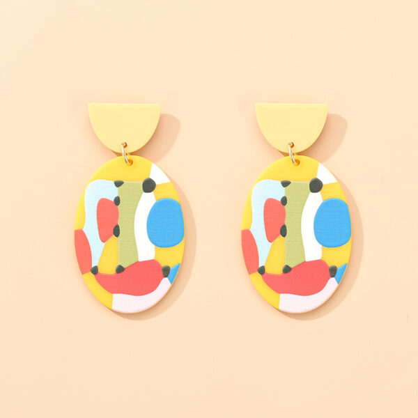Acrylic Graffiti Contrast Color Earrings Fashion