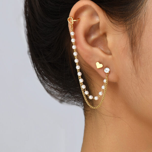Korean Version Of The Pearl Earring Earring Earbone Clip No Ear Holes Cold Wind Love Earrings Ornaments