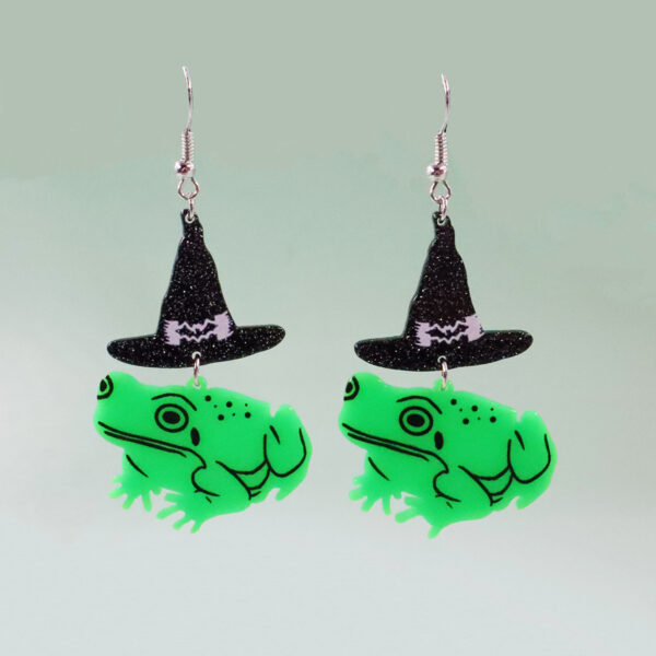 Halloween Acrylic Print Earrings Wizard Hat