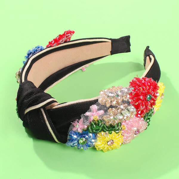 Temperament Trendy Diamond-studded Flower Beaded Headband