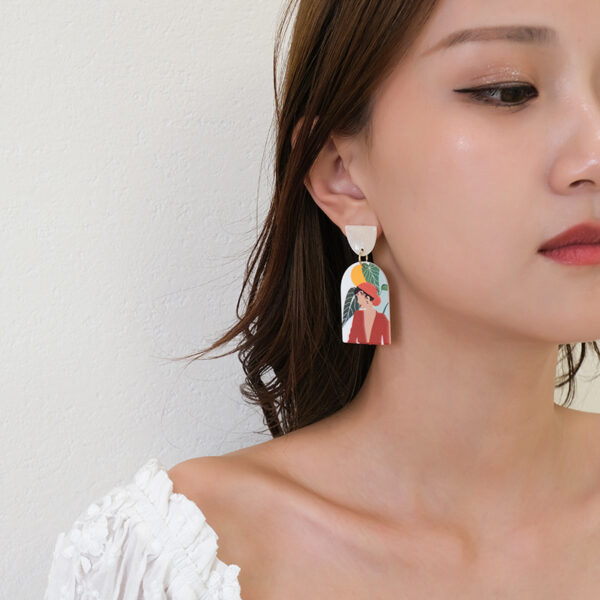 Personality Exaggerated Sterling Silver Needle Earrings Net Red