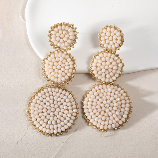 Circle Bead Contrast Color Earrings Advanced