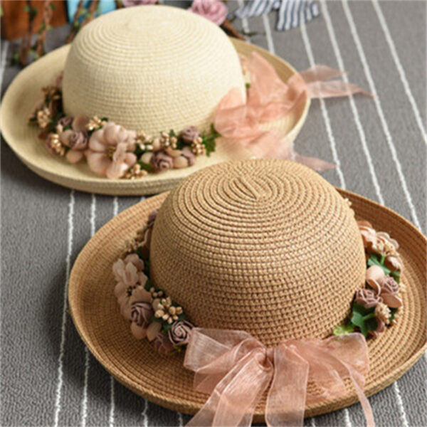 Women's Hand Flanged Fake Garland Visor Hat