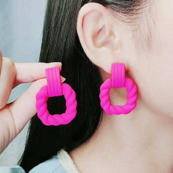 Square Semicircle Stitching Stud Earrings Acrylic Earrings