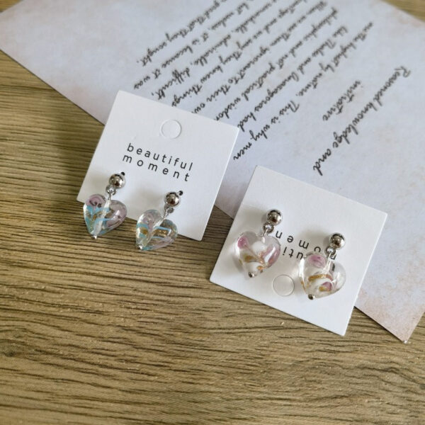 Women's Transparent Peach Heart Stud Earrings