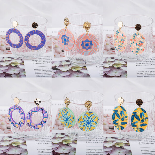 Women's Acetate Exaggerated Earrings With Carved Flower Earrings
