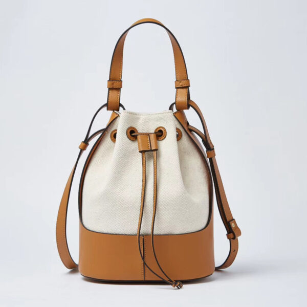 New stitching canvas drawstring bucket bag