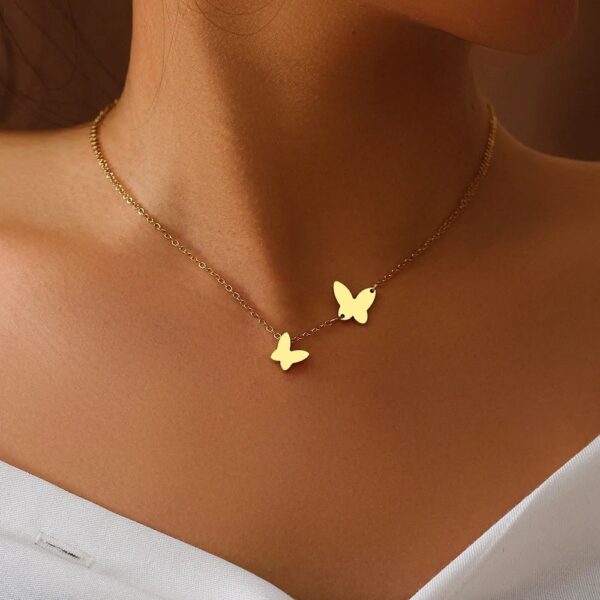 Stainless Steel Butterfly Pendant Sweet Temperamental All-match Niche Design Necklace