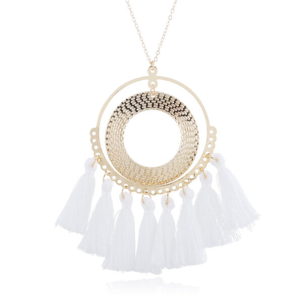 Exaggerated Fan-Shaped Tassel Necklace Sweater Chain Fashion Small Pendant Jewelry