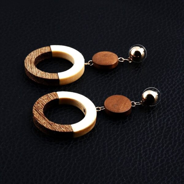 Vintage wooden wood earrings