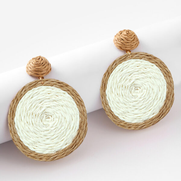 Fake Grass Rattan Hand-woven Bohemian Vacation Style Earrings