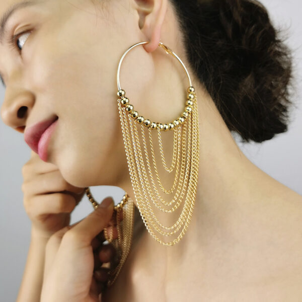 Metal round chain multi-layer earrings