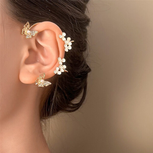 Pearl Butterfly Non-pierced Flower Ear Clip Single Ear Hanging