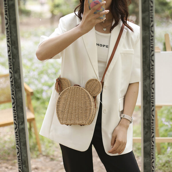 New Mori Woven Grass Small Round Bag