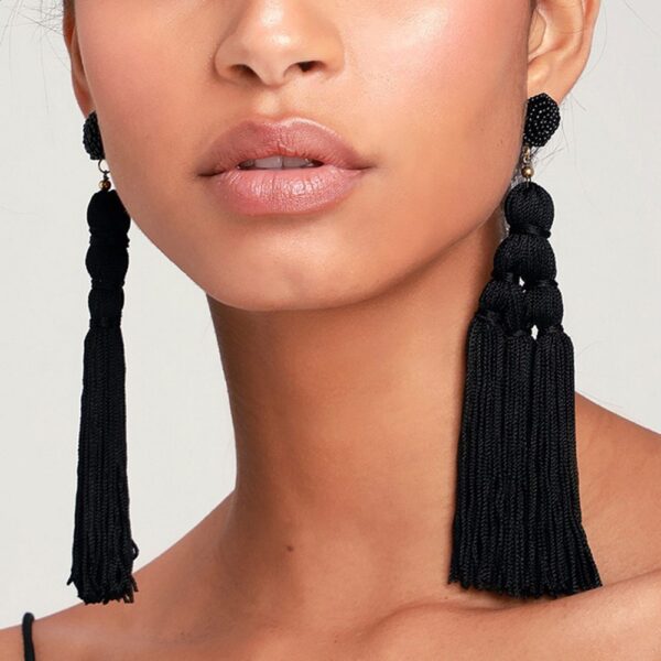 Bohemian hand-woven rope knot tassel earrings