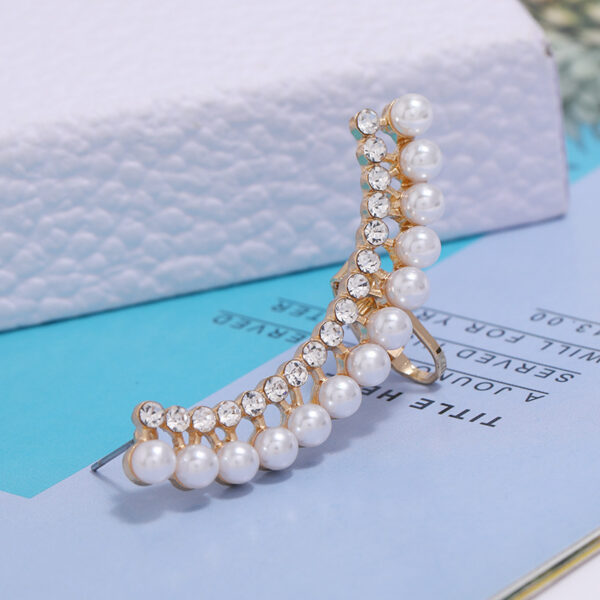 New Style Earrings Personality Exaggerated Diamond-studded Pearl Ear Clip