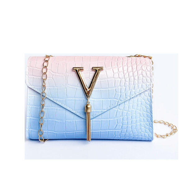 Gradient Color Iron Tassel Chain Small Square Bag Shoulder