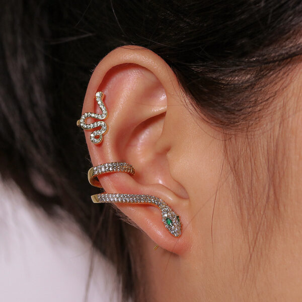 Earrings Retro Ear Cuff Cold Wind Full Diamond Snake Earrings