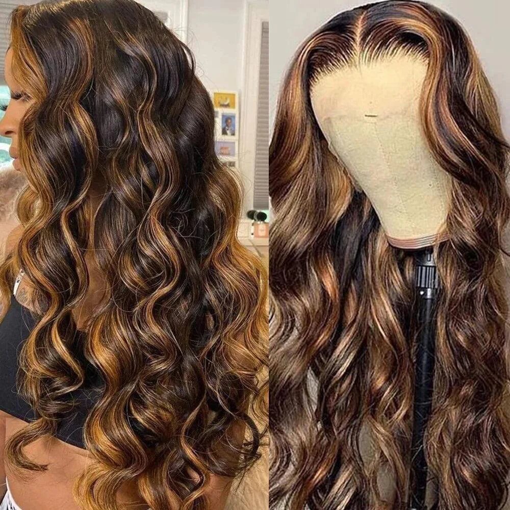 13x4 Lace Frontal Human Hair Wig P4 27 Body Wave Density - Image 3