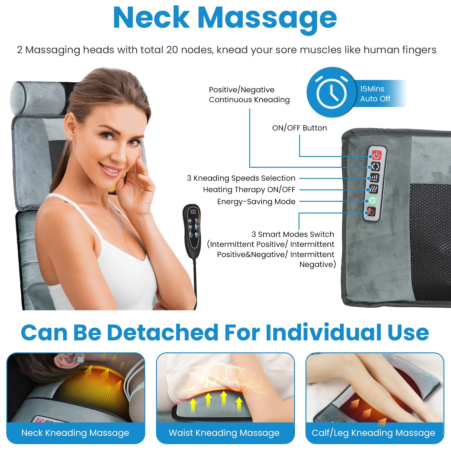 Advanced Version 1 Set Full Body Electric Massage Mat With Neck Foot Massage Head Pillow And Cloth Lumbar Pillow Timer Anti-Slip Bottom Earplugs - Image 10