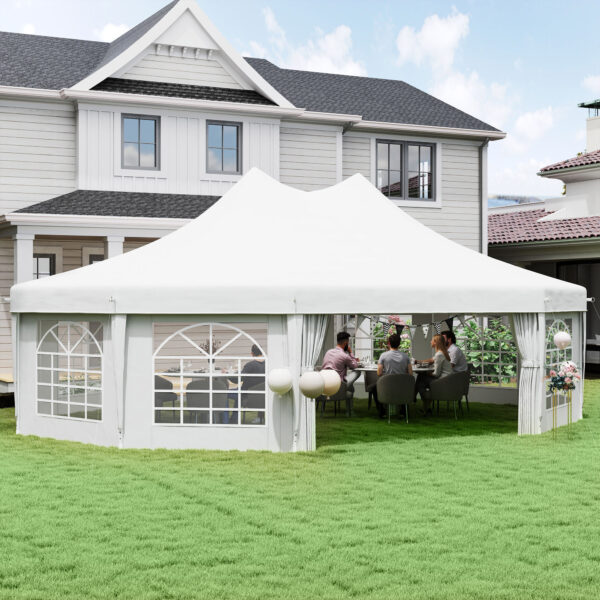 29 x 21 Canopy Party Event Tent with 2 Pull-Back Doors, White